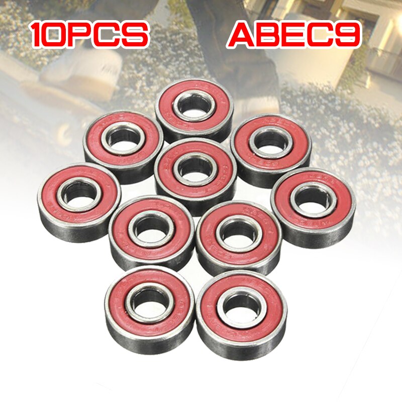 10x ABEC-9 608 2RS Inline Roller Skate Wheel Bearing 8x22x7mm shaft Bearing Anti-rust Skateboard Wheel Red Sealed