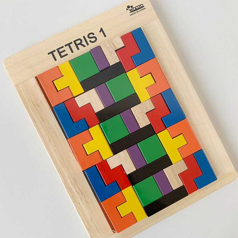 Gomma di Legno Tetris puzzle di Giocattolo per Bambini Gioco Da Tavolo in Legno Massello Blocchi di Costruzione di puzzle di Educazione Precoce 2-3-4 anni Vecchio Materiale
