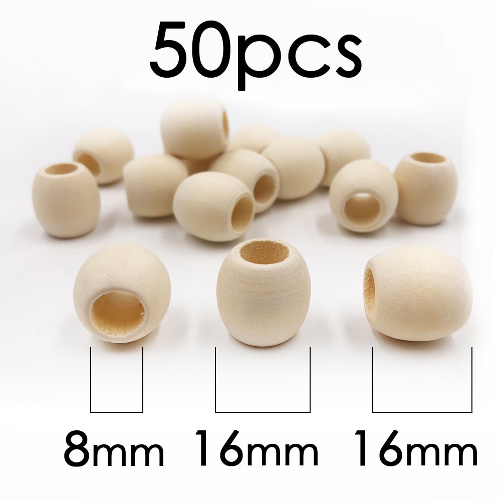 50pcs 15x20mm DIY Natural Ball Round Stripe Spacer Wooden Beads Lead-Free Wooden Balls Loose Ball Beads Big Hole Supply: 16x16mm50pcNatural