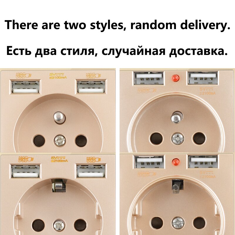 Atlectric EU FR Standard Wall Socket Dual USB Port European French Socket Tempered Glass Panel Outlet Electrical Plug