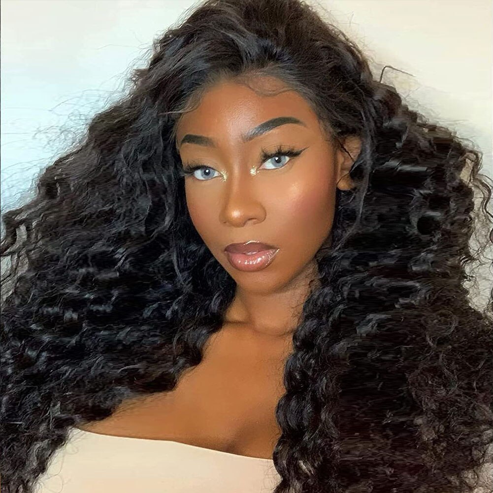 FANXITION Synthetic Hair Deep Wave Lace Front Wig For Black Women High Temperature Fiber Lolita Pre Plucked With Baby Hair: 20inches