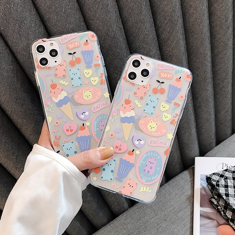 Ins is sød bjørn bløde telefonetuier til huawei  p20 p30 lite mate 20 30 pro nova 3 4 5 pro 5i honor 8x 9x 10 20 v20 y9