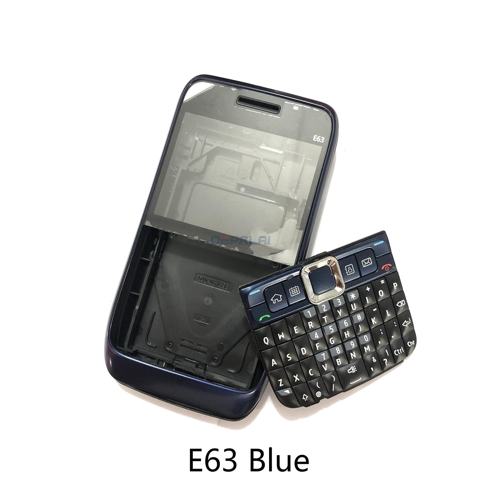 Voor Nokia E63 E71 E72 Behuizing Voorkant Faceplate Frame Cover Case + Back Cover Batterij Deur Cover + Toetsenbord: E63 Blue