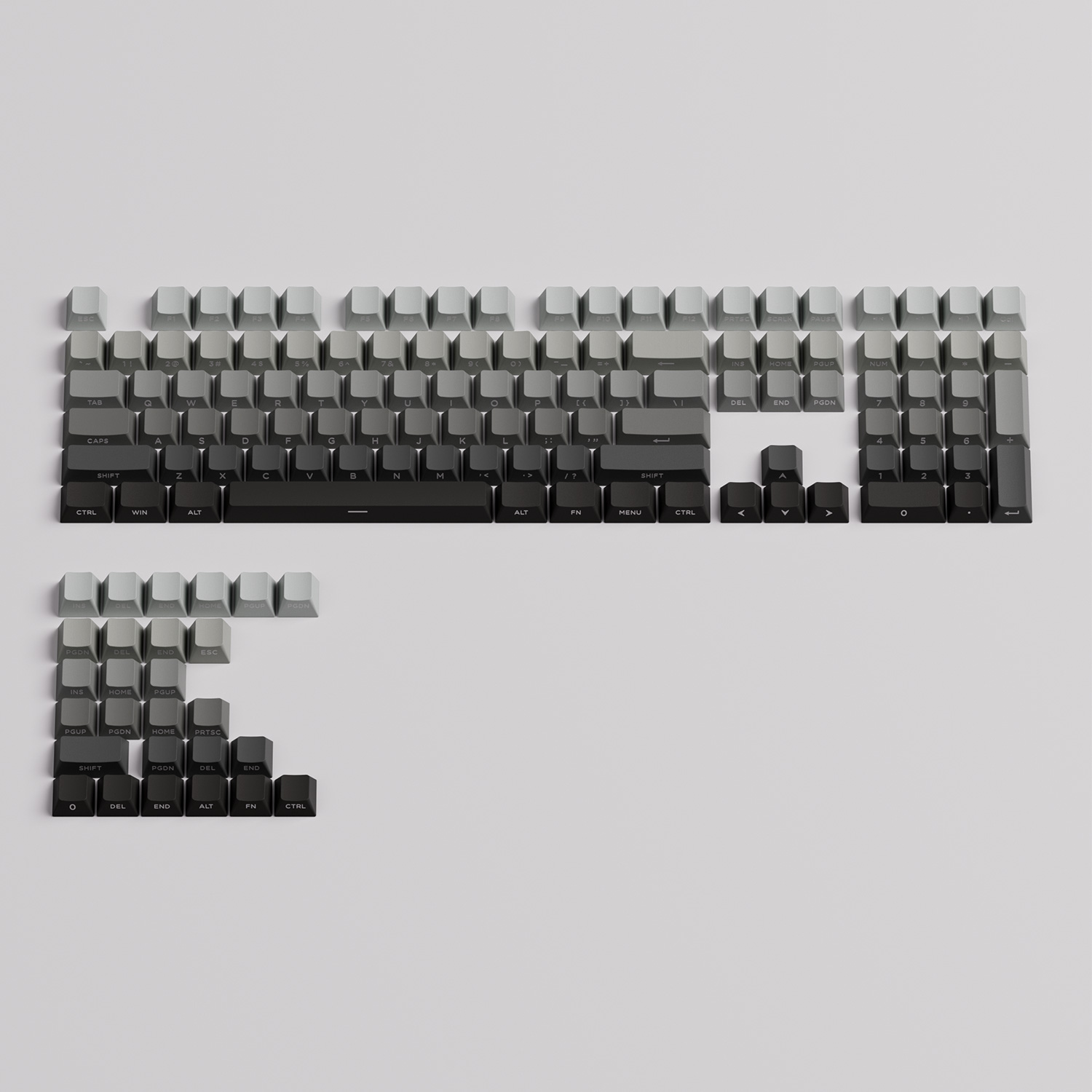 Veekos Gradient Side Printed Keycap Set Cherry Profile PBT Double Shot 136-Key Keycaps for MX Switch Custom Mechanical Keyboard