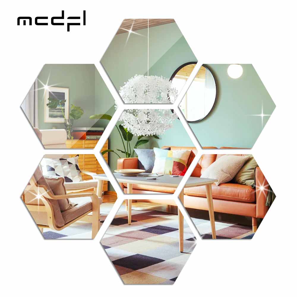 MCDFL-pegatinas de pared de espejo acrílico hexagonal, azulejos decorativos, autoadhesivos, estéticos, decoración coreana para el hogar, Panel de maquillaje de ducha