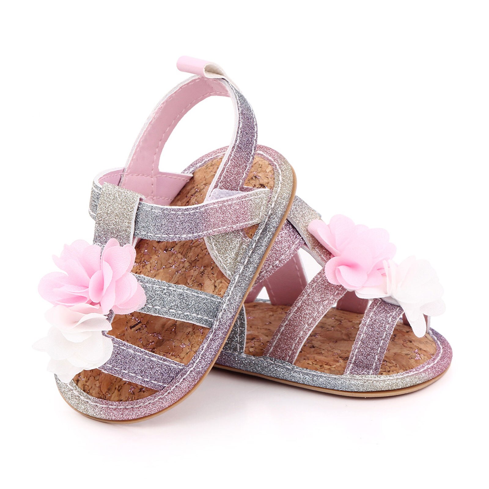 Baby Babby Sandalen Anti-Slip Platte Schoenen Bloem En Pailletten Patroon Zachte Zool Sandalen Zomer Schoenen Voor Baby Meisjes 0-12Months