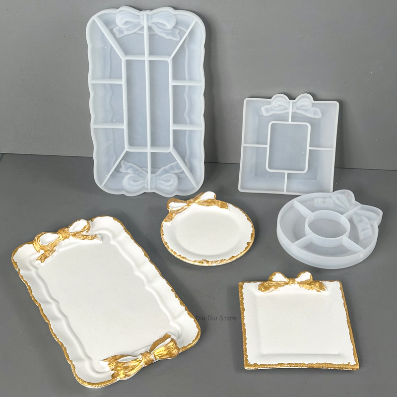 Bandeja de encaje de arco, molde de silicona, bricolaje, molde de fundición de yeso de cemento de hormigón, Cenicero, posavasos, fabricación de yeso de cristal, artesanía de decoración del hogar