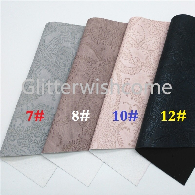 Canapé en similicuir vinyle de taille A4 | Glitterwishcome 21x29cm pour nœuds, tissu à fleurs en relief, feuilles de cuir pour nœuds, GM524A