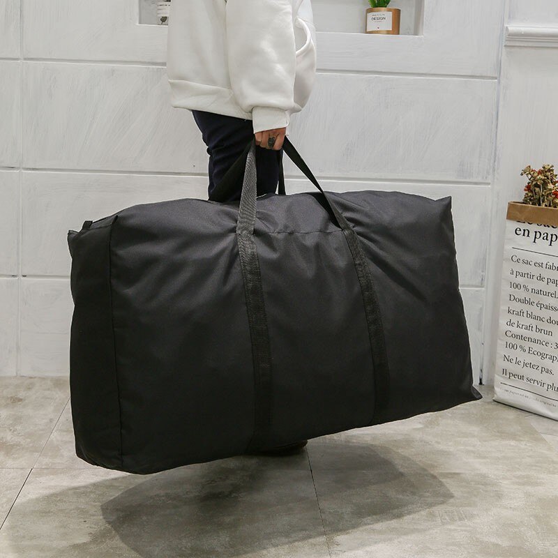Unisex de gran capacidad de viaje bolsos Oxford impermeable bolsas de equipaje plegable bolsas para mudanza bolsas de almacenamiento para ropa XA326F: Black