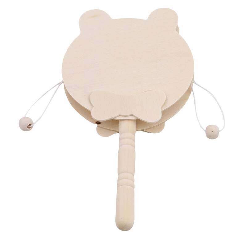 Drewniana grzechotka buk niedźwiedź ręcznie ząbkowanie drewniane pierścień grzechotki dla dzieci zagraj w wózek zabawki edukacyjne zabawki noworodka 0-12 miesięcy