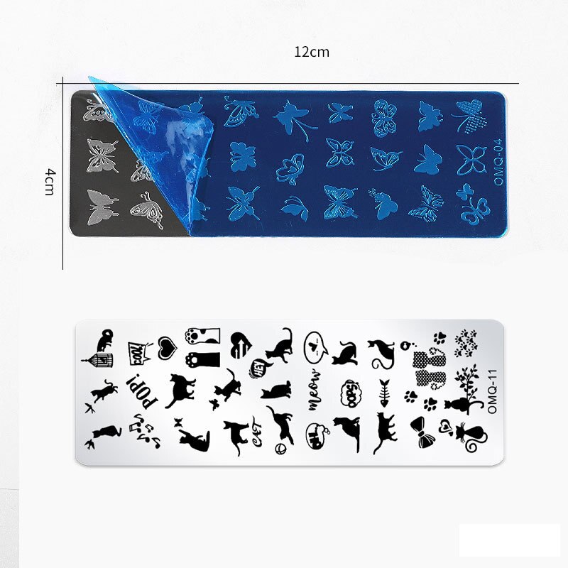 1pcs Christmas Nail Stamping Plate+Silicone Sponge Brush Set Butterfly Cat Nail Art Template Stencils Manicure Stamp Tools