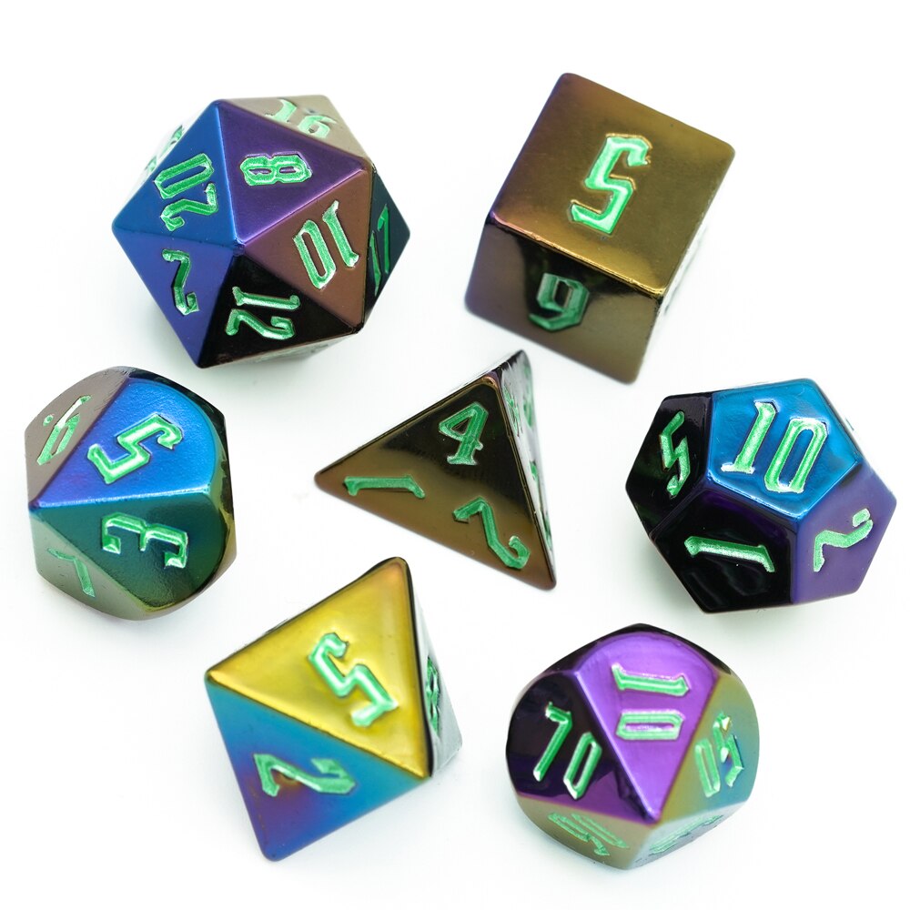 7 Stks/set Semihandmade Dnd Dobbelstenen D & D Dobbelstenen D4 D6 D8 D10 D % D12 D20 Polyhedral Games Dobbelstenen set Voor Tafel Games Mtg Rpg: Colorful Green
