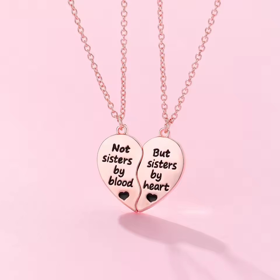 Colliers magnétiques en forme de cœur pour femmes et filles, pendentif Kawaii meilleurs amis sœurs, chaîne BFF, bijoux d'amitié, , 2/3 pièces: Couleur or
