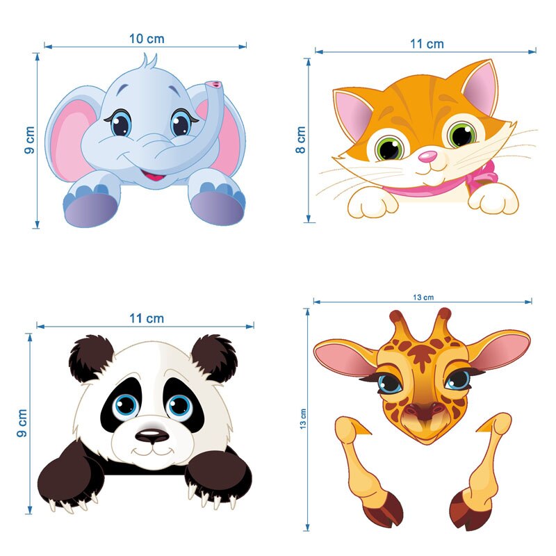 3D Lovely Animals Switch Stickers Wall Decal Elephant Cat Panda Giraffe Mural Art Kids Room DIY Wall Decorative Home Decoration