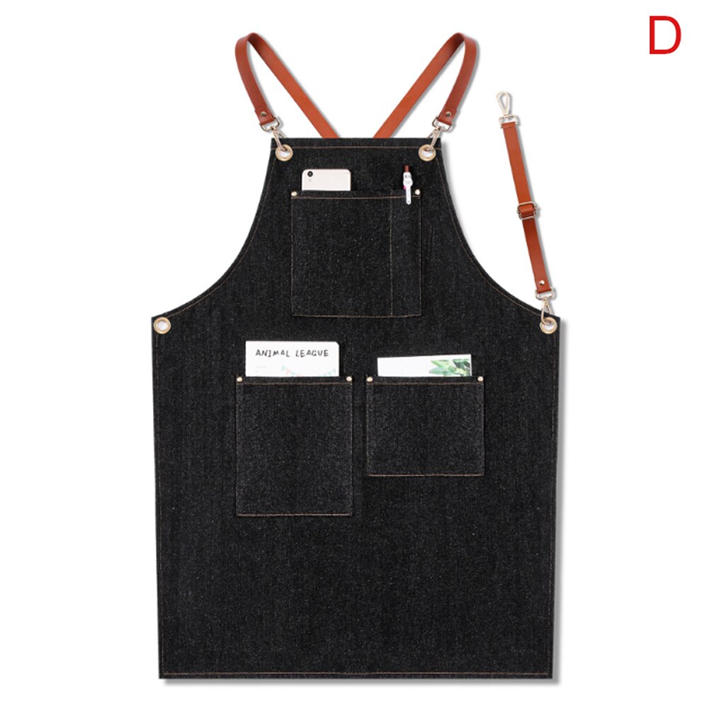 Denim Schürze Gurt Lätzchen Schürze Barista Barmann BBQ Koch Uniform Arbeitskleidung SCVD889: D