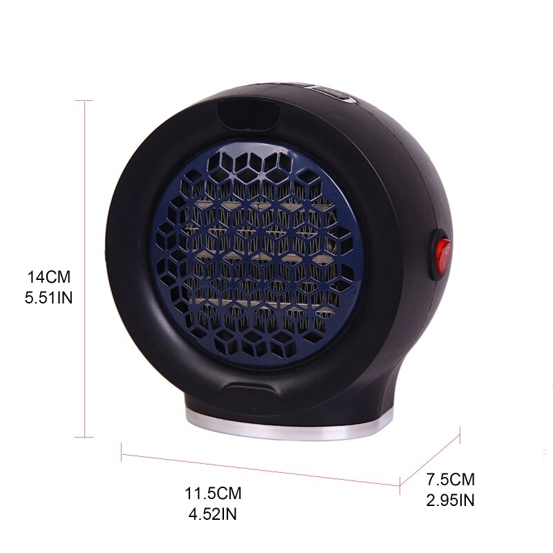 Portable Round Electric Fan Heater Adjustable Thermostat Overheat Protection