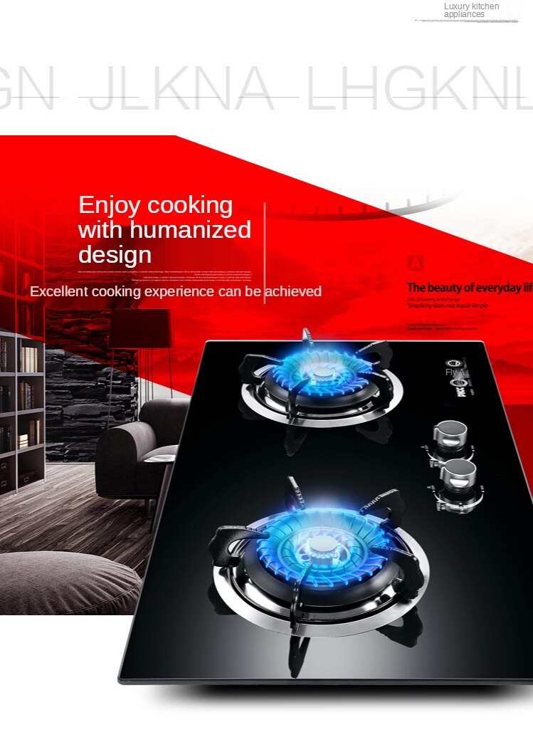 Double burner gas stove special tempered glass double burner gas stove for liquefied gas