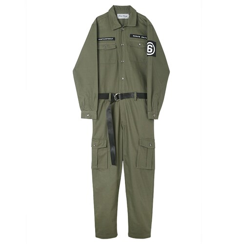 automne angleterre style unique décolleté cravate barboteuse pantalon hommes décontracté lâche barboteuses pantalons pour hommes scène Hiphop costumes: Vert armée / L