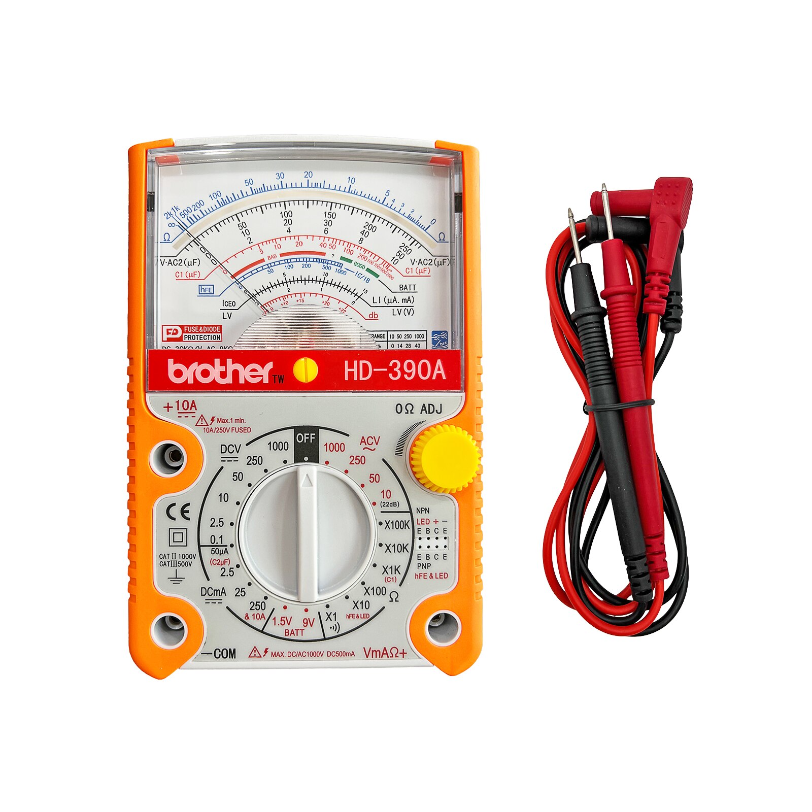 Brother HD-390A Analog Multimeter High Precision Mechanical Electrician Home Maintenance Pointer Multimeter 100K Resistance File: A