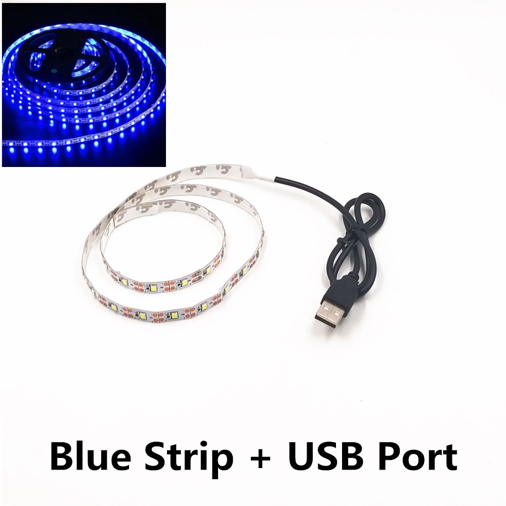 Cadena de luz nocturna LED DC5V con Cable de puerto USB 50CM 1M 2M 3M 4M 5M lámpara de tira de luz LED USB SMD 3528 para TV/PC/portátil: Borgoña / Azul