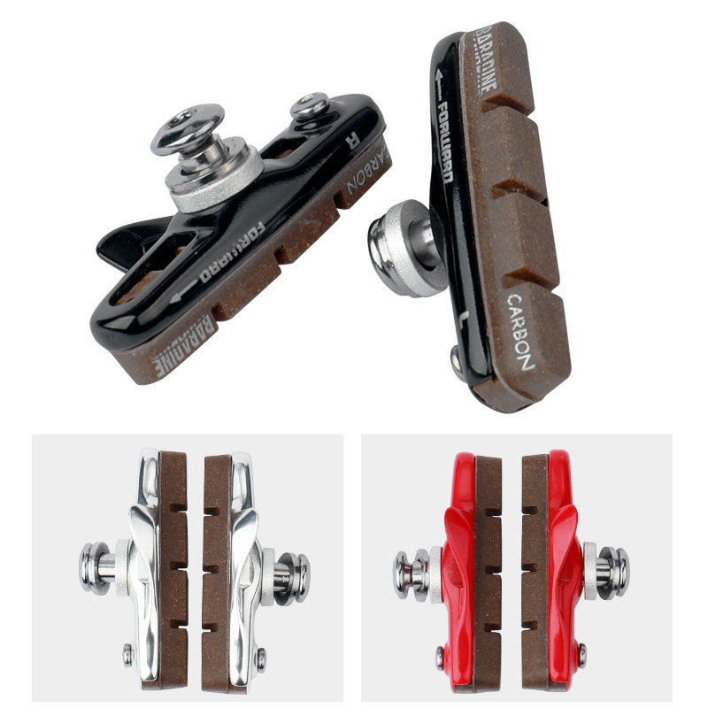 Baradine Road Bicycle Carbon Rim Braking Blocks Linear Pull Friction Wheel Brake Pads Detachable Cork Inserts Light Weight