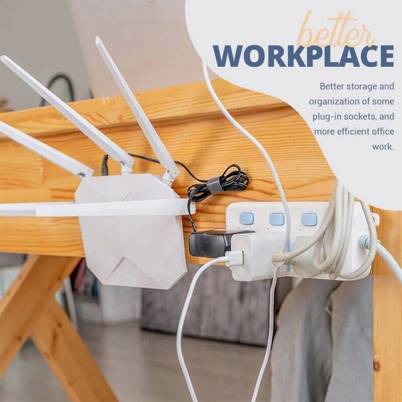 Double-Sided Strong Adhesive Wall Hooks Hanger Desk Socket Hanging Hook Cable Organizer Suction Cup Sucker Wall Storage Holder