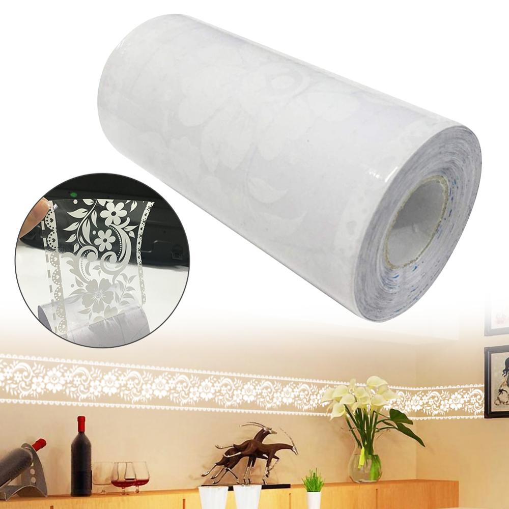 Roll White Lace Transparent Removable Self Adhesive Wallpaper Border Peel Waterproof Window Film Mirror Rustic Floral 40DC12