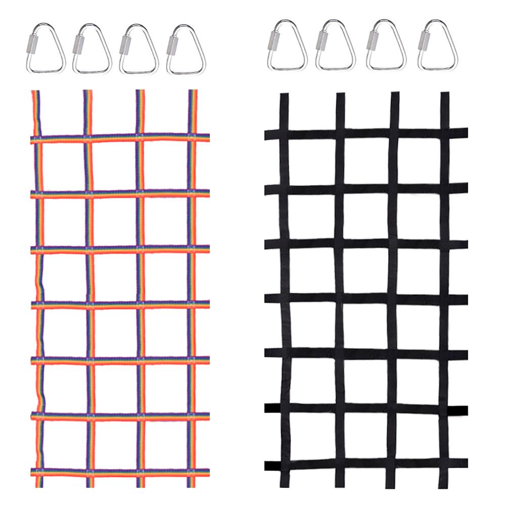 Kids Crawling Net Playground Cargo Net 89 Inch X 46 Inch Outdoor Children Climbing Cargo Net Rainbow Ribbon Nets
