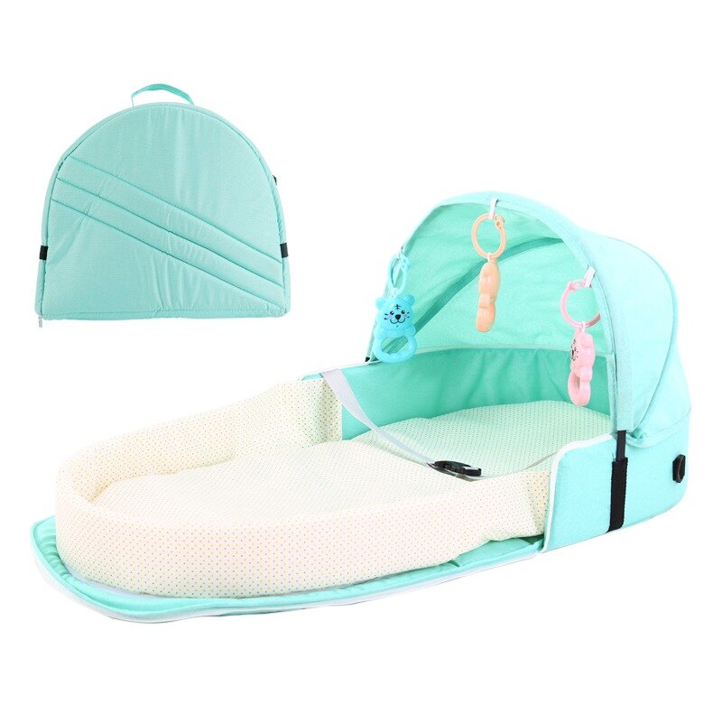 Bærbar bassinet til baby foldbar baby seng rejse solbeskyttelse åndbar spædbarn sovekurv med legetøj: A5