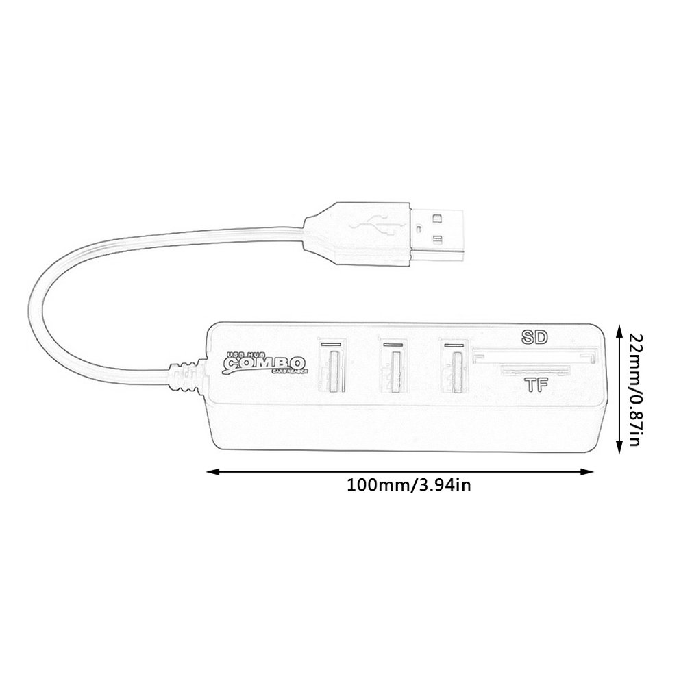 Micro Usb Hub 2.0 Multi Usb-poorten Combo Sd/Tf Kaartlezer Hub Usb Splitter 3 Port Usb Adapter voor Computer Accessoires