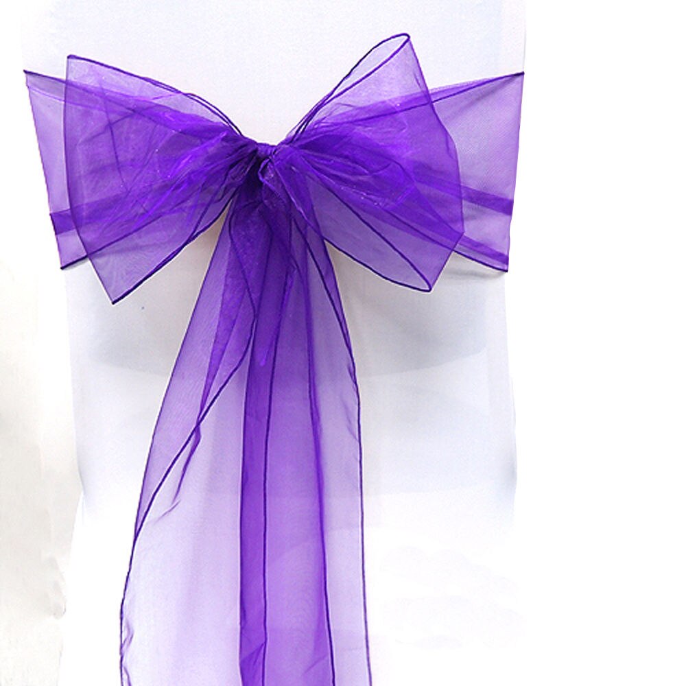 Effen Stoel Terug Garen Stoel Sjerpen Bruiloft Organza Sjerpen Terug Garen Voor Stoelen Bruiloft Stoel Decoratie Hotel Decor: 12