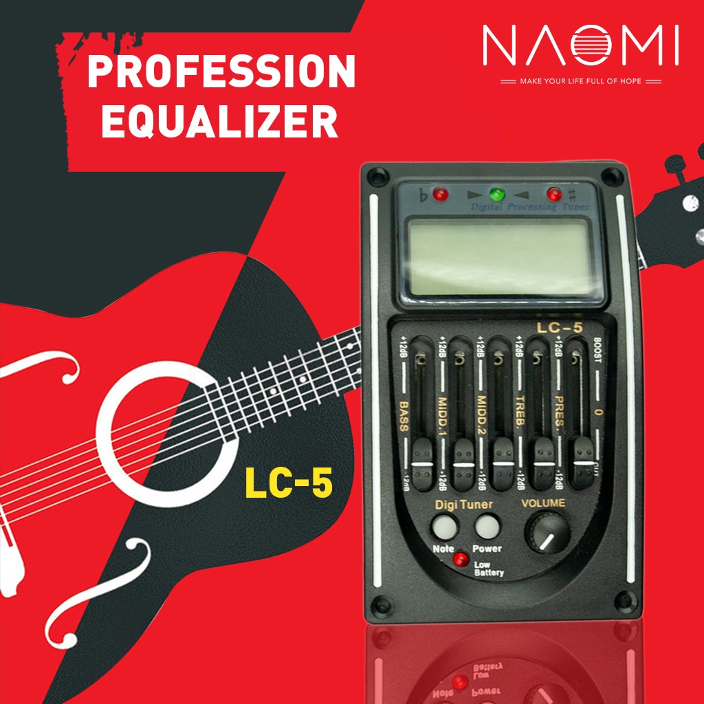 Acoutic Guitar Pickup Preamp LC-5 5 Bands EQ Equalizer Acoustic Guitar Preamp EQ Equalizer Tuner Piezo Ceramic Pick-up