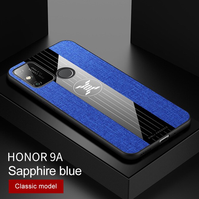 Coque honor 9 a en tissu résistant à la transpiration, coque rigide en polycarbonate avec anneau magnétique pour huawei honor 9a honor 9a moa -lx9h: Bleu sans anneau