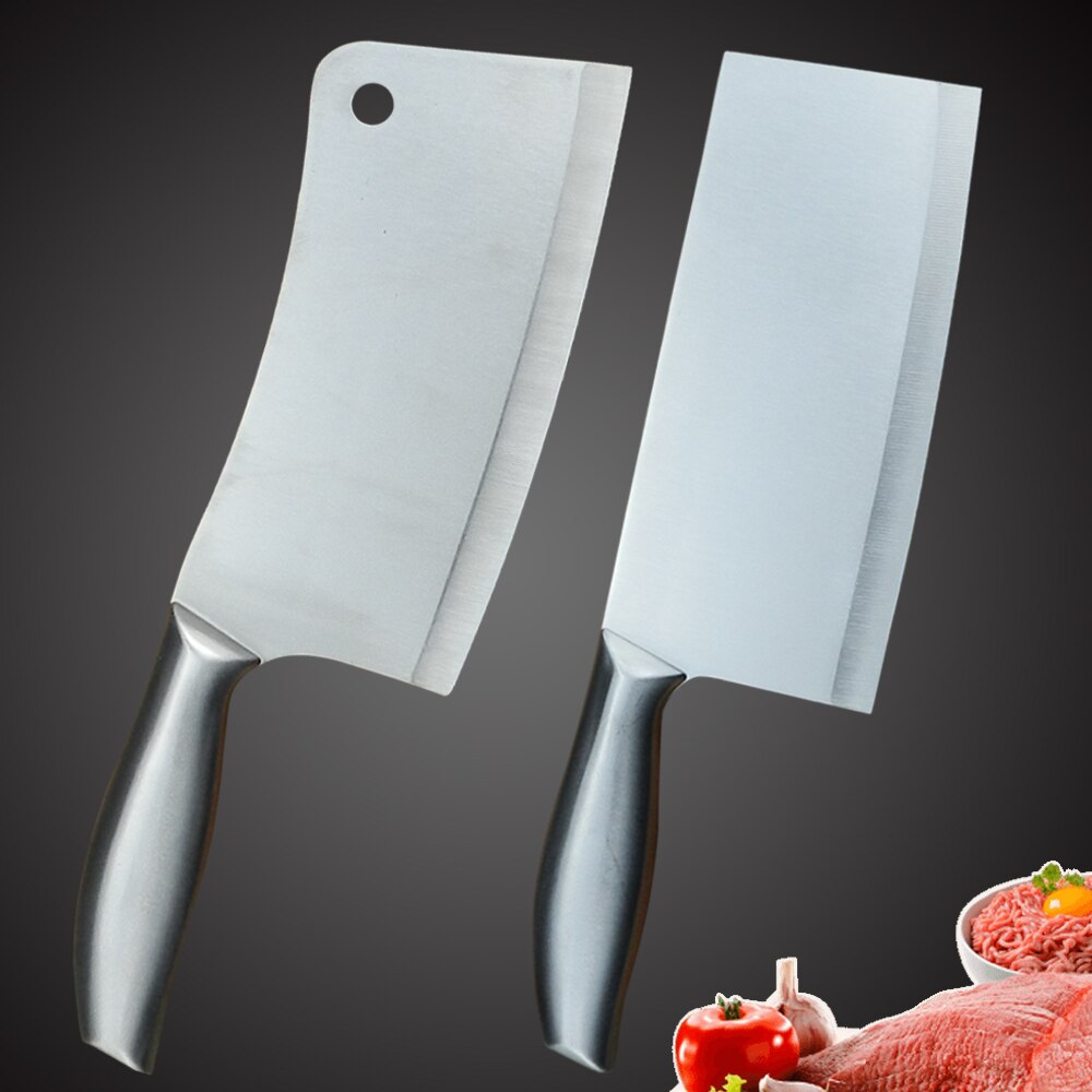 Stainless Steel Kitchen Knife Set 1-4PCS Chopping Cleaver Chef Knives Chicken Bone Scissor Cooking Tool Cutting Slicing Meat: 2PCS SET-E