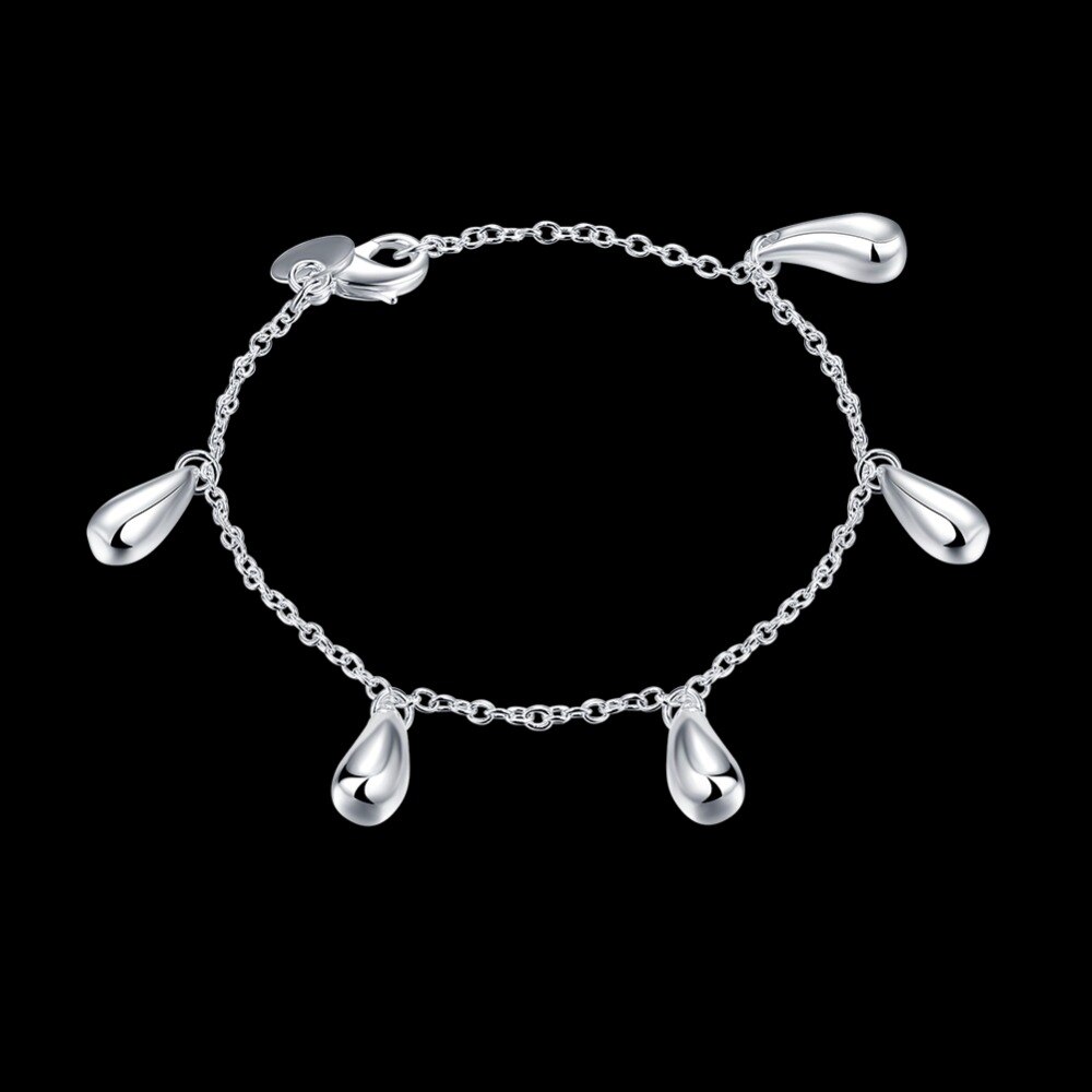 Pulseira 925 de prata esterlina, bracelete simples de gotas d&#39;água para mulheres, joias finas, presentes, venda imperdível