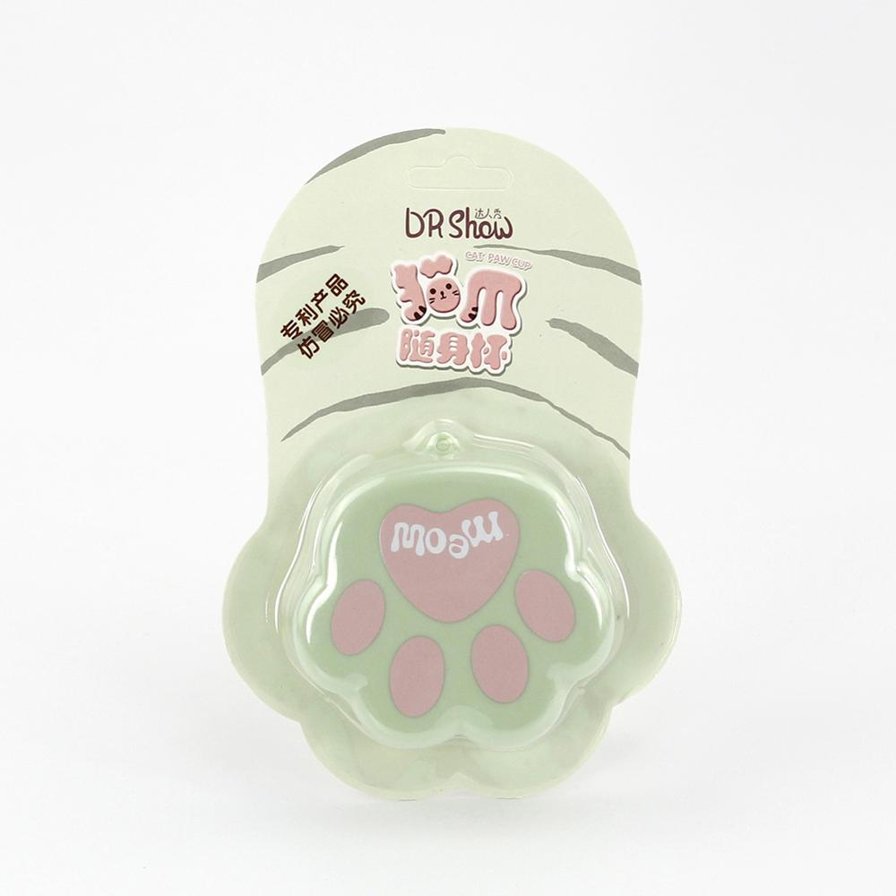 Portátil retráctil taza plegable adorable garra de gato taza de viaje de Camping escalada jugo de leche taza de té de la pata de gato taza plegable: Green