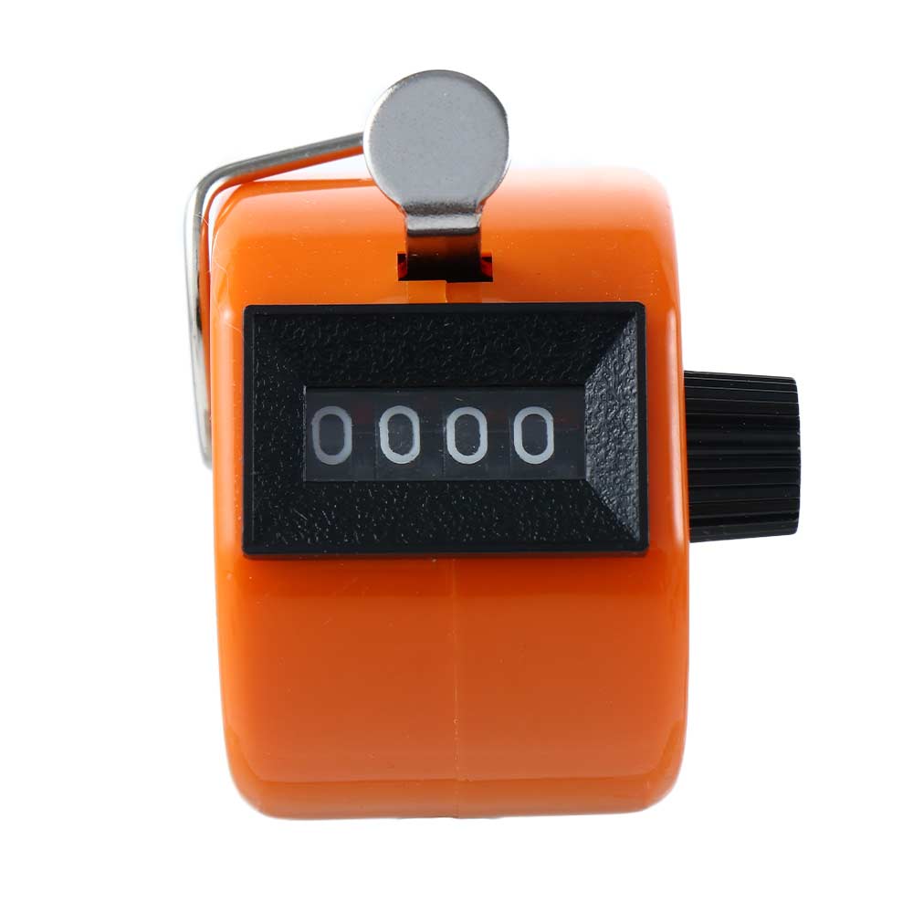 4 Digit Number Mini Hand Held Tally Counter Digital Golf Clicker Manual Training Counting Max 9999 Counter Measurement Tools: Orange