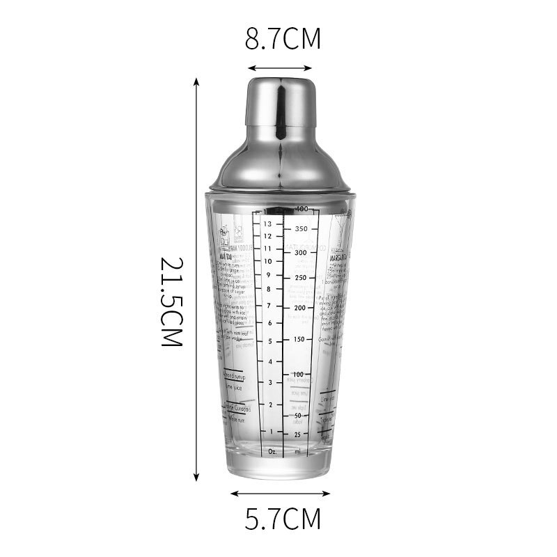 Cocktail Shaker Scale Glass Modern Champagne Wine Beverage Mixer Shaker Bottle Fruit Juice Snow Grams Cup Bar Bartender Tools