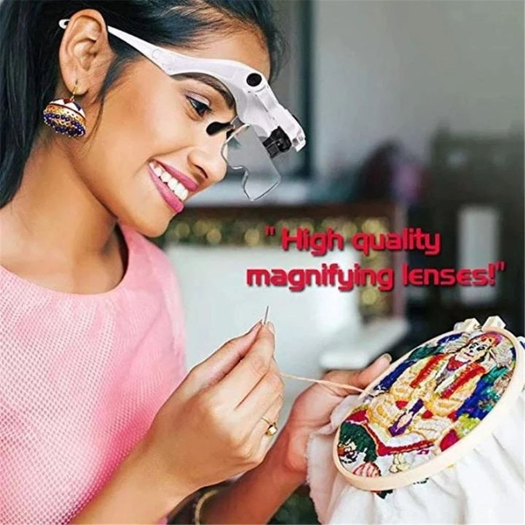 Easy Vision Illuminated Head Magnifier Glasses LED Magnifying Louped Head Mount LED Light Headband Magnifier Glass drosphipping