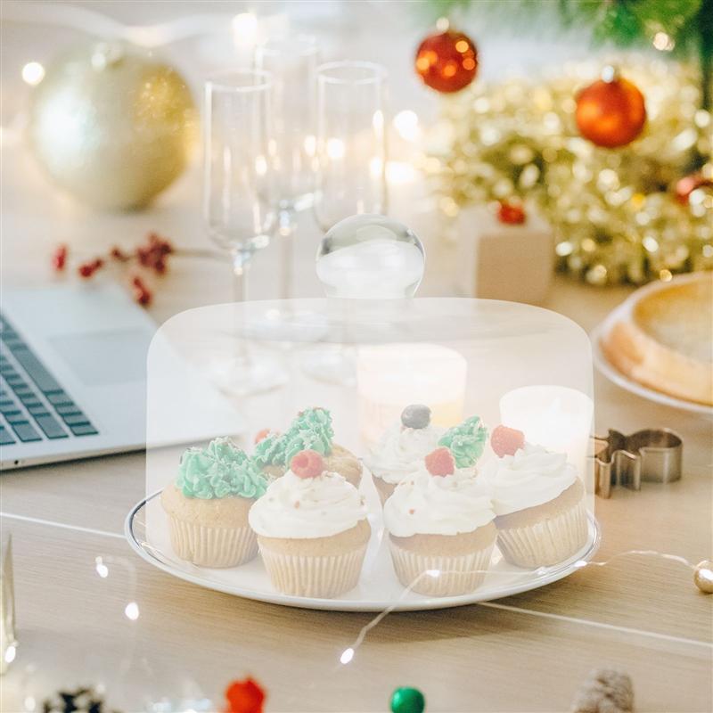 Transparent Glass Dome Food Cover Dust-Proof Cake Snack Dessert Cover Durable Protective Cover Kitchen Tools