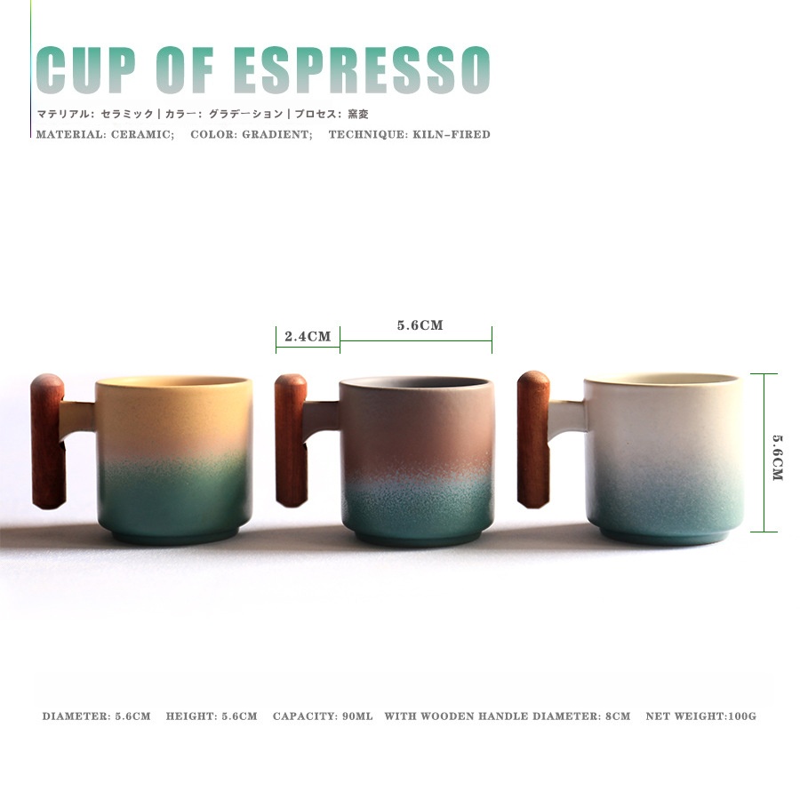 Handmade Ceramic Coffee Mug with Wooden Handle - Retro Tea Cup, Office Water Cup Filter , Unique Birthday