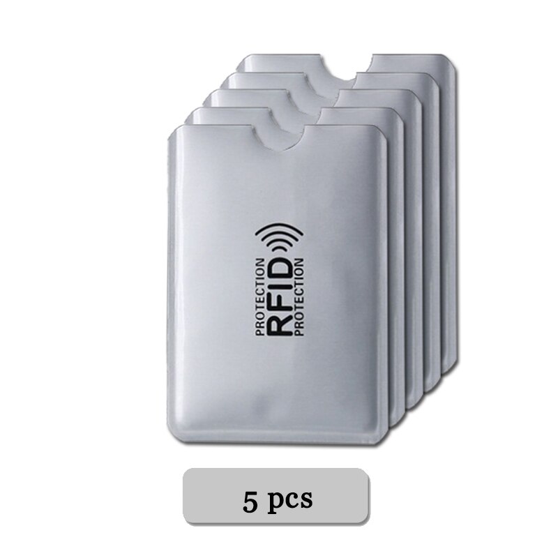 5pcs Anti Rfid Blocking Reader Lock Bank Card Holder ID Bank Card Case Rfid Protection Metal Credit Card Holder Aluminium: Default Title