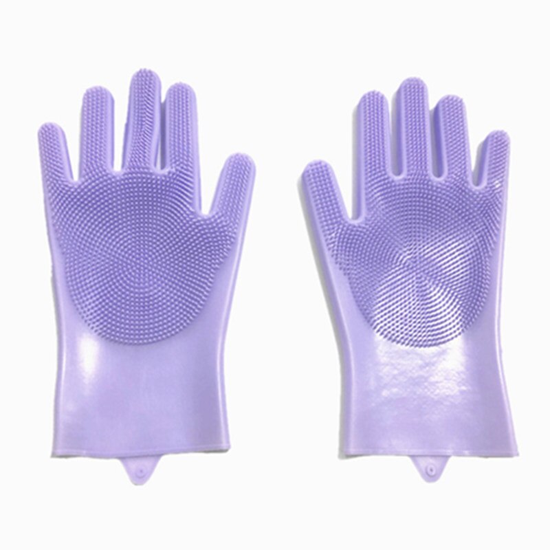 Guantes de silicona para lavar platos, accesorios de cocina, guantes de goma para lavar platos, guantes de herramientas, utensilios de cocina: purple