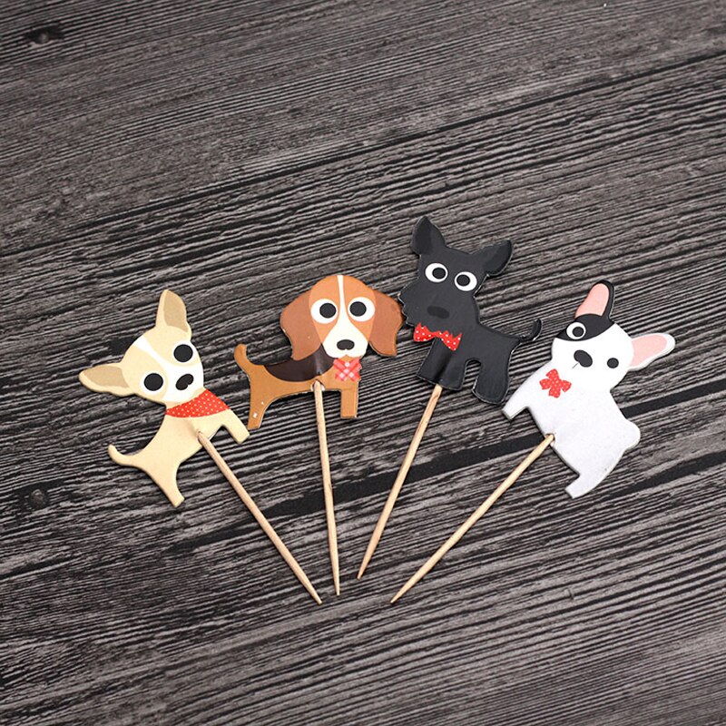 24 stk hvalp hund cupcake toppers tegneserie kæledyr tema baby shower fødselsdag dyr fest kage dekorationer