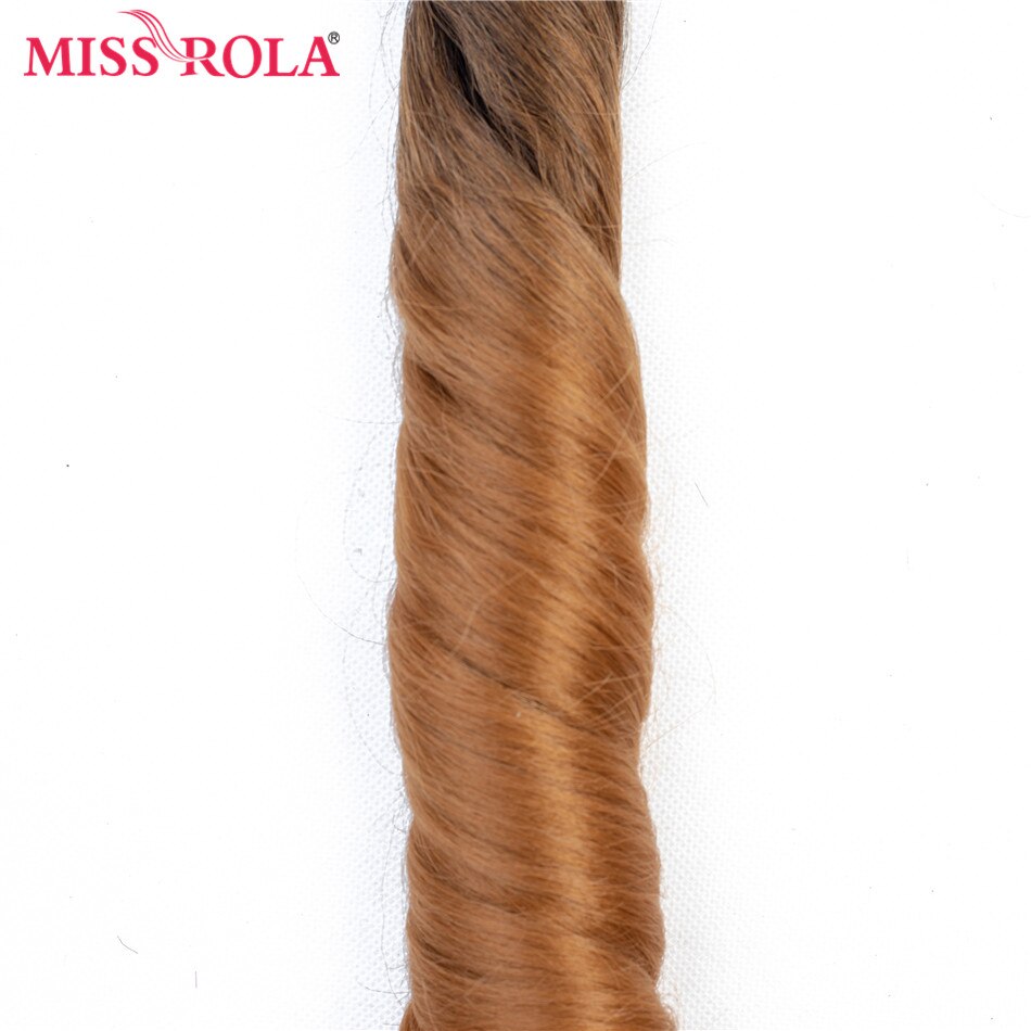 Miss Rola – Extensions capillaires synthétiques ondulées ombrées, 6 pièces par paquet, tissage sans fermeture, T1B/27 18-22 pouces