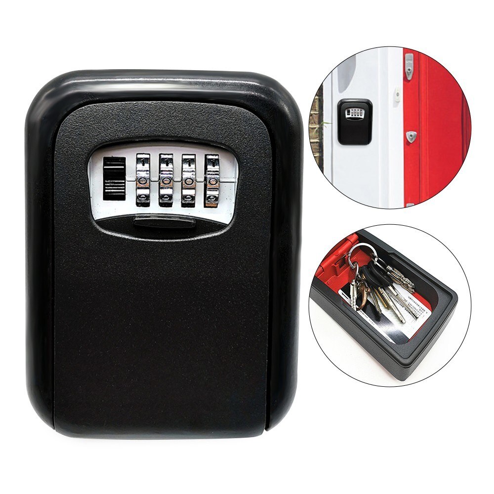 Key Storage Lock Box 4-Digit Combination Lock Box Wall Mounted Lock Box Key Safe Box Security Key Holder