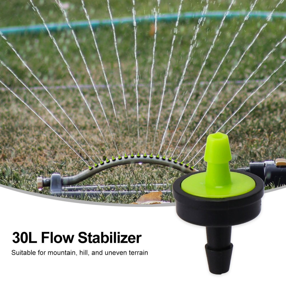 100PCS 30L Flow Stabilizer Pressure-compensated Fertilizer Drip Irrigation Dripper for Lawn Garden Potting (Black Light Green)