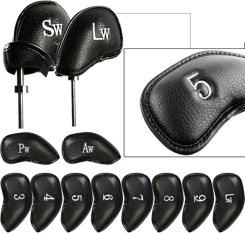 12 Pcs Deluxe Synthetisch Leer Golf Iron Head Covers Club Headcover Waterdicht Voor Alle Ijzers Club Dripshipping