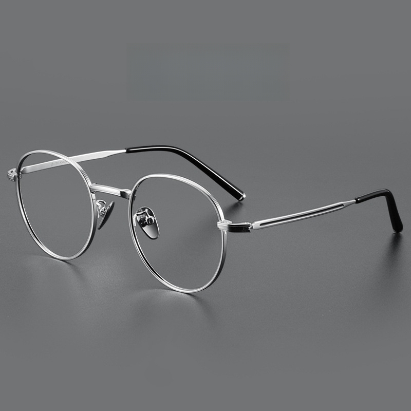 Gafas de FIRADA, gafas redondas Retro de titanio puro, gafas graduadas ópticas cómodas, montura para hombres y mujeres 1820-C: Azul