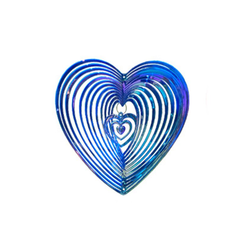 Coração batendo vento spinner plástico vento coletor amor vento carrilhão girando vento carrilhão pendurar decoração do jardim ornamento pássaro scarer: Azul